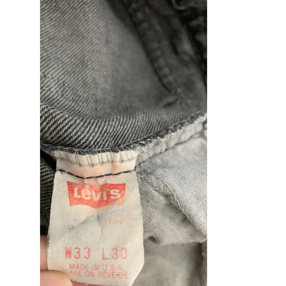 Vintage Levis 550 Jeans Mens 32x28 Black Acid Wash Relaxed Made USA (Tag 33x30)